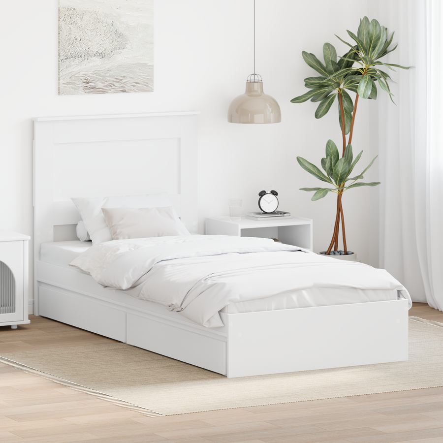 Storage Bed with Drawer White 90 x 190 cm Engineered Wood