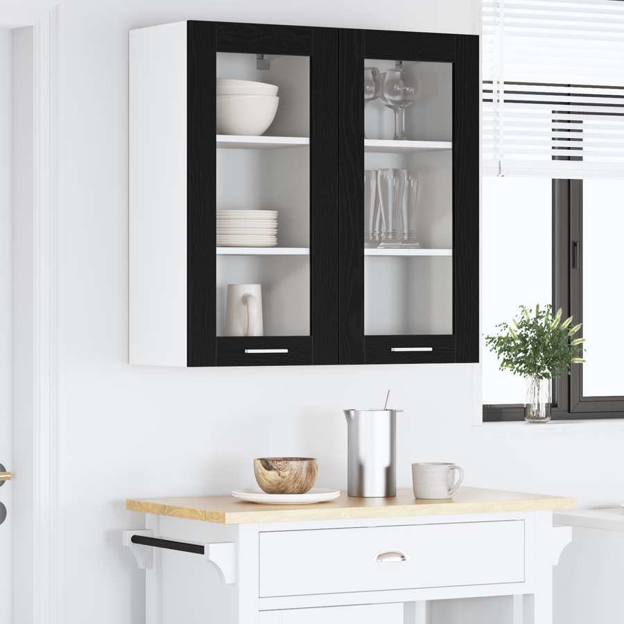 Hanging Cabinet Black Oak 40 x 31 x 80 cm Engineered Wood