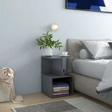Bedside Cabinets 2 pcs High Gloss Grey 35x35x55 cm Engineered Wood - Front View
