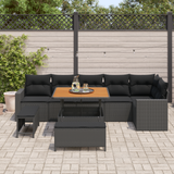 Garden Sofa Set with Cushion 11 pcs Black Poly Rattan