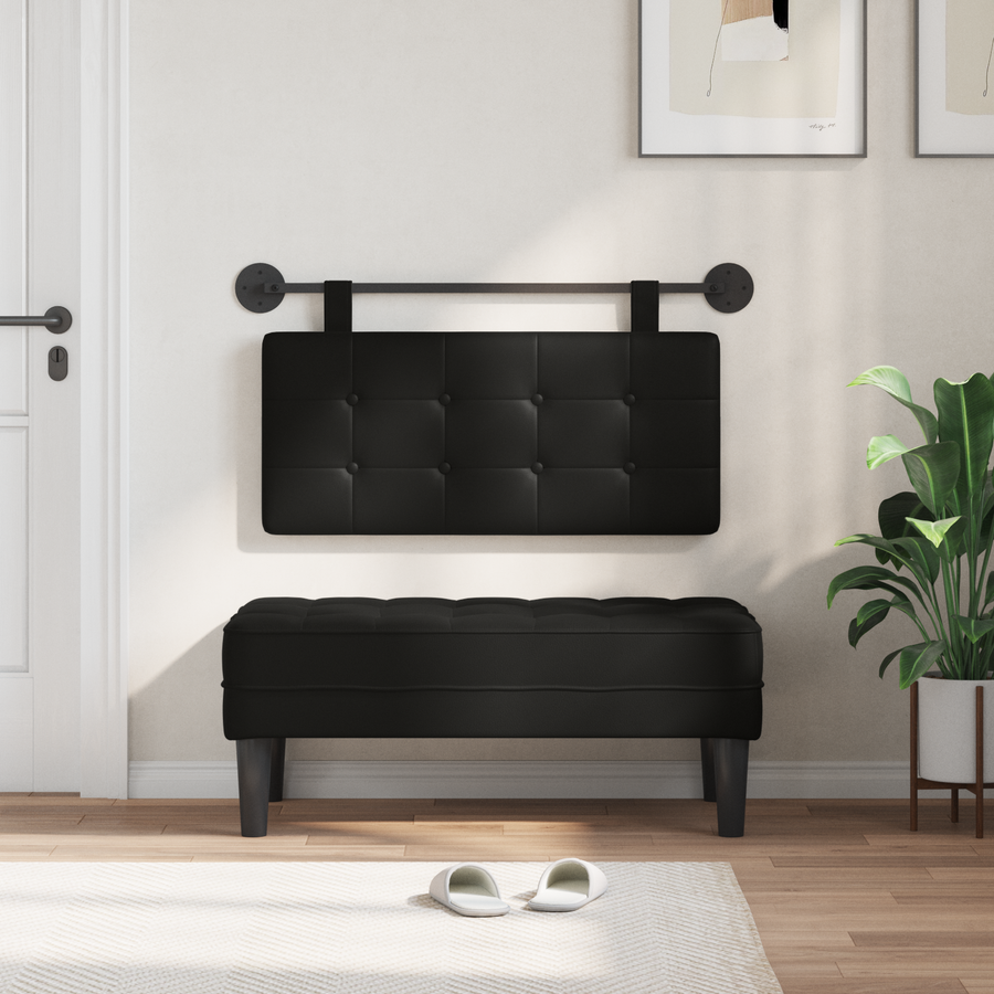 Hanging Headboard Black Faux Leather