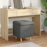 Storage Ottoman with Cushion Dark Grey 40 x 40 x 45 cm Fabric - Side View