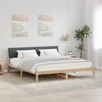 Bed frame Brown and dark grey 180 x 200 cm Solid pine wood