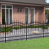 Garden Fence KAMPEN with Spear Top Black 240x100 cm Steel - Front View