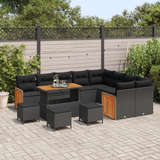 Garden Sofa Set with Cushion 13 pcs Black - Side View