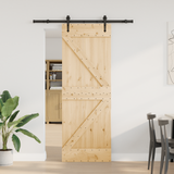 Sliding Door NARVIK Natural and Black 70 x 210 cm (152.5 cm)