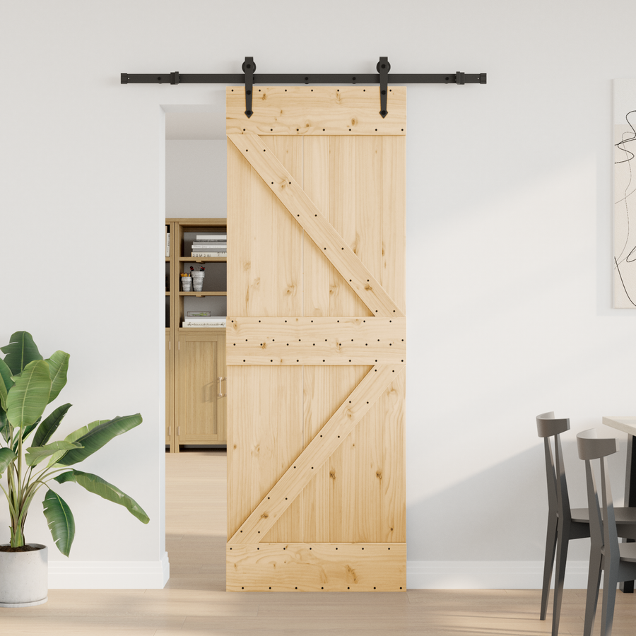 Sliding Door NARVIK Natural and Black 70 x 210 cm (152.5 cm)