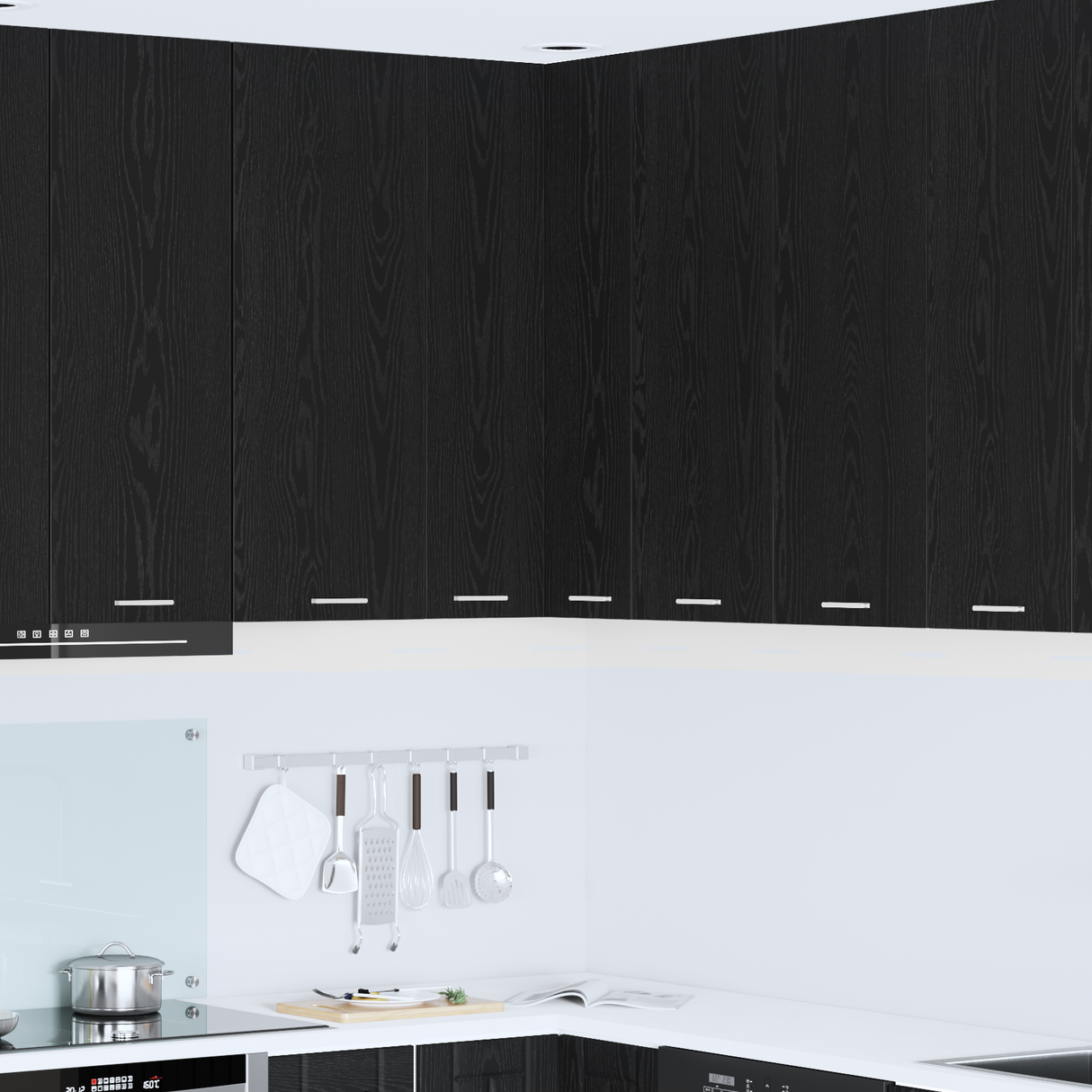 Hanging Cabinet with Door Black Oak and White 57 x 57 x 100 cm