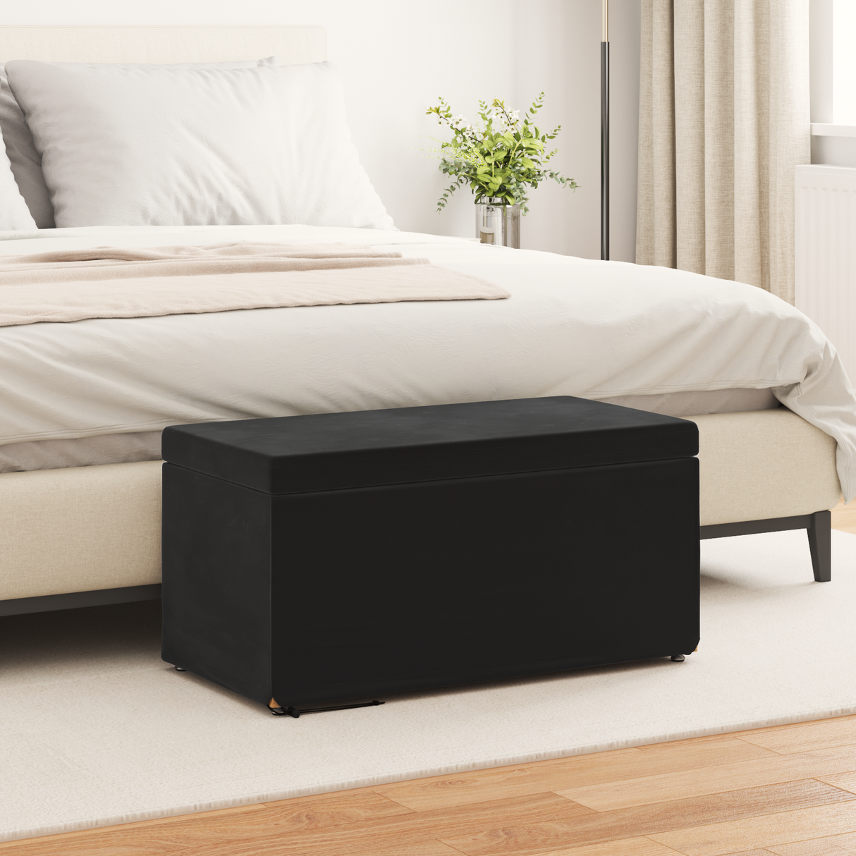 Stool Black 81 x 41 x 40 cm Velvet and Engineered Wood