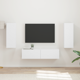 TV Cabinet Set Wall-mounted 2 pcs White Engineered Wood - Side View