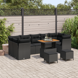 Garden Sofa Set with Cushion with Storage Manual 10 pcs Black - Front View