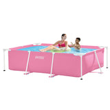 Intex Rectangular Metal Frame Pool 220 x 150cm - Pink - Front View