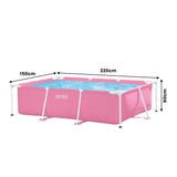 Intex Rectangular Metal Frame Pool 220 x 150cm - Pink - Side View