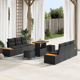 Garden Sofa Set 9 pcs Black Poly Rattan and Powder-coated Steel