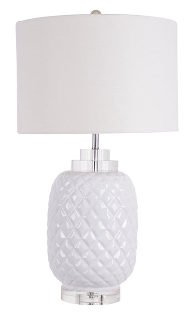 Island White Table Lamp Gloss Ceramic 68cmh - Note Description