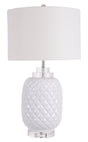 Island White Table Lamp Gloss Ceramic 68cmh - Note Description