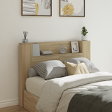 Storage Headboard with LED Sonoma Oak Engineered Wood - Side View