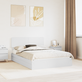 Storage Bed with Headboard White 150 x 200 cm Engineered Wood - Front View