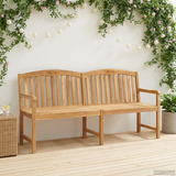 Handcarved Rose Bench 150 x 60 x 90 cm Solid Teak Wood Natural - Front View