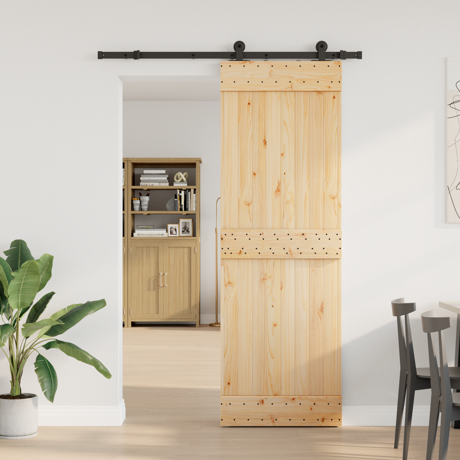 Sliding Door NARVIK Natural and Black 70 x 210 cm (152.5 cm)