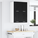 Hanging Cabinet 2 pcs Black Oak and White Engineered Wood