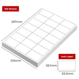 100 Sheet A4 Label White Matte Self Adhesive Sticker - Front View