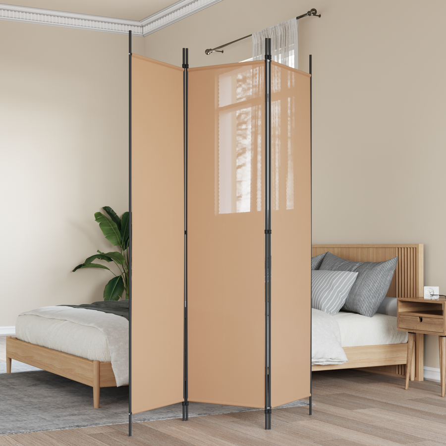 3-Panel Room Divider Beige 150 x 200 cm Fabric