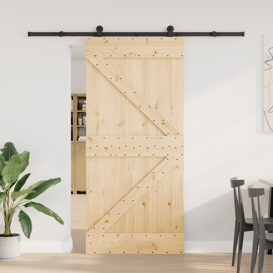 Sliding Door NARVIK Natural and Black 95 x 210 cm (213.5 cm)
