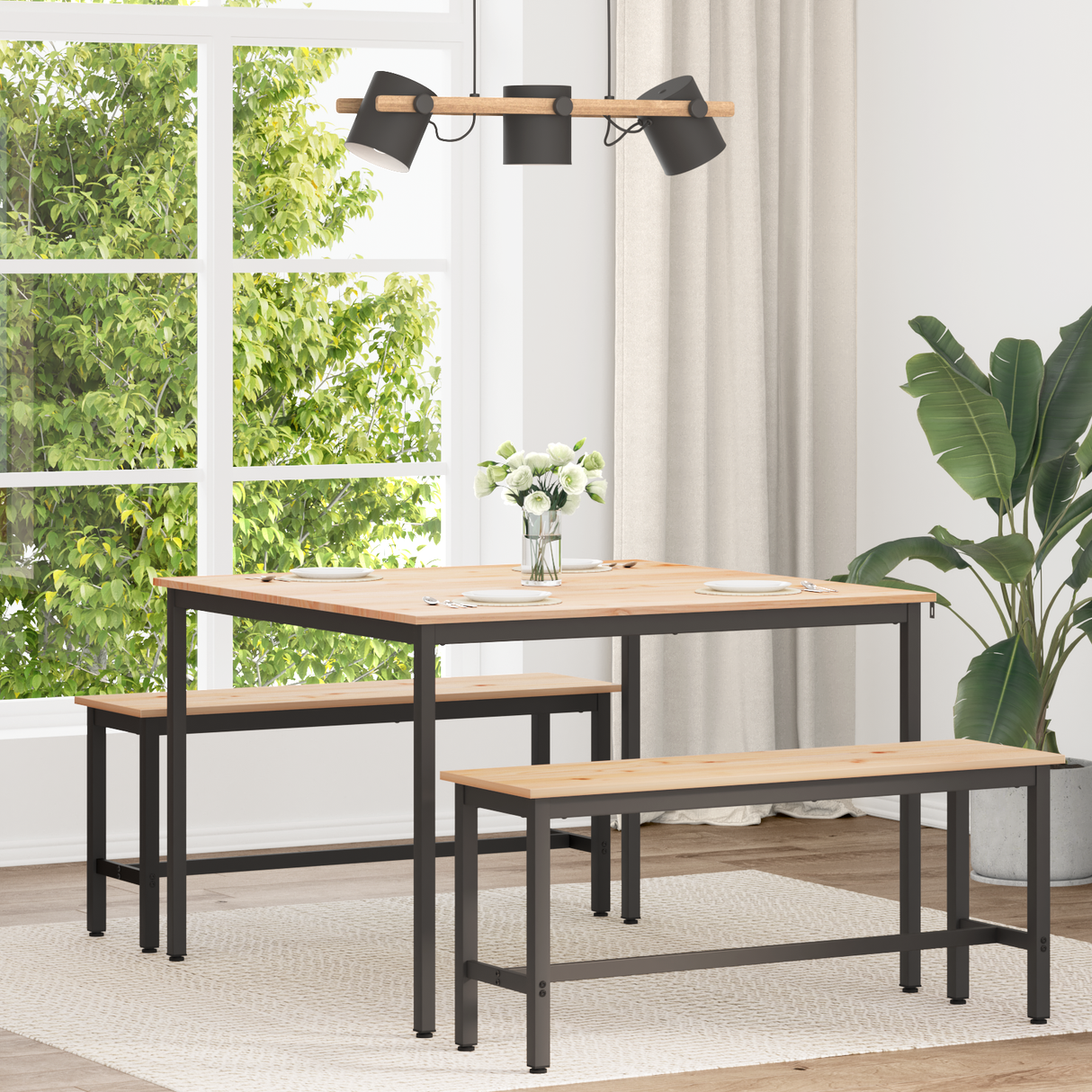 Dining Table Natural 110 x 110 x 75 cm Solid Pine Wood