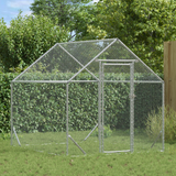 Chicken Cage Silver 200 x 170 x 177 cm Galvanised Steel - Front View