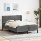Bed Frame with Mattress Dark Grey 137 x 190 cm Velvet - Front View