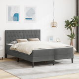 Bed Frame with Mattress Dark Grey 137 x 190 cm Velvet - Front View