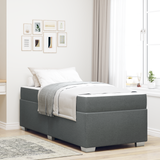 Bed Frame with Mattress Dark Grey 90 x 190 cm Fabric - Front View