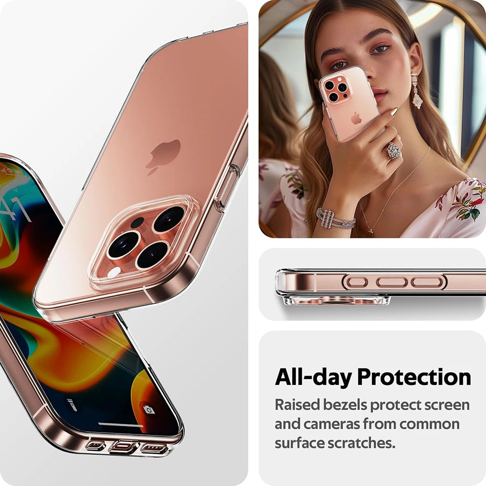 High Clear Silicone Soft Case For iPhone 16 15 14 13 12 11 Pro Max Mini Plus Ultra Thin Transparent Back Cover Shockproof Shell