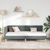 Corner Bed Frame Dark Grey 90 cm x 190 cm Fabric and Plywood