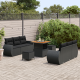 Garden Sofa Set with Cushion 9 pcs Black Poly Rattan
