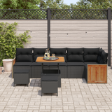 Garden Sofa Set 9 pcs Black Poly rattan and powder-coated steel - Side View