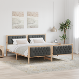 Bed Frame with Headboard Dark Grey 180 x 200 cm Solid Pine Wood - Side View