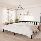 Bed Frame without Mattress Black Solid Wood 183x203 cm King - Front View