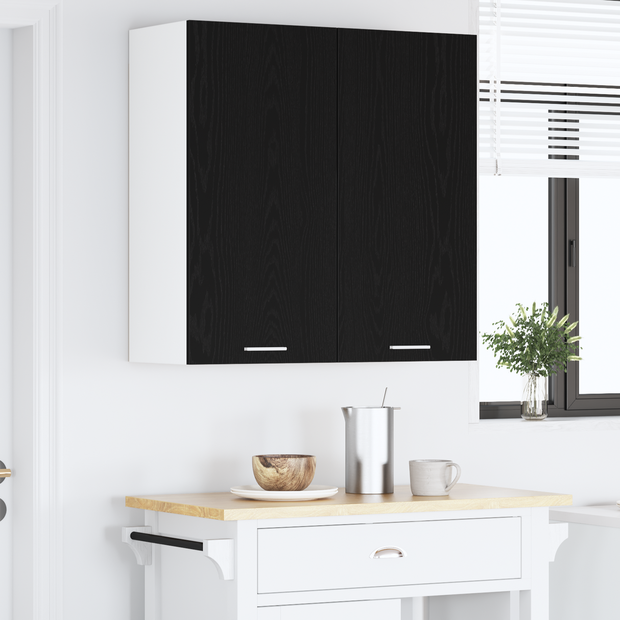 Hanging Cabinet Black Oak 80 x 31 x 80 cm Engineered Wood