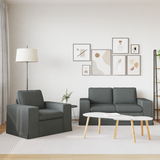 Sofa Set 2 pcs Dark Grey 162 x 80 x 82 cm Fabric - Side View