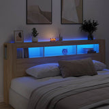 LED Headboard Sonoma Oak 220 cm Engineered Wood - Front View