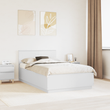 Bed Frame with Headboard White 135 x 190 cm Engineered Wood - Front View