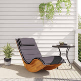 Rocking Sun Lounger with Cushion Solid Wood Acacia - Side View