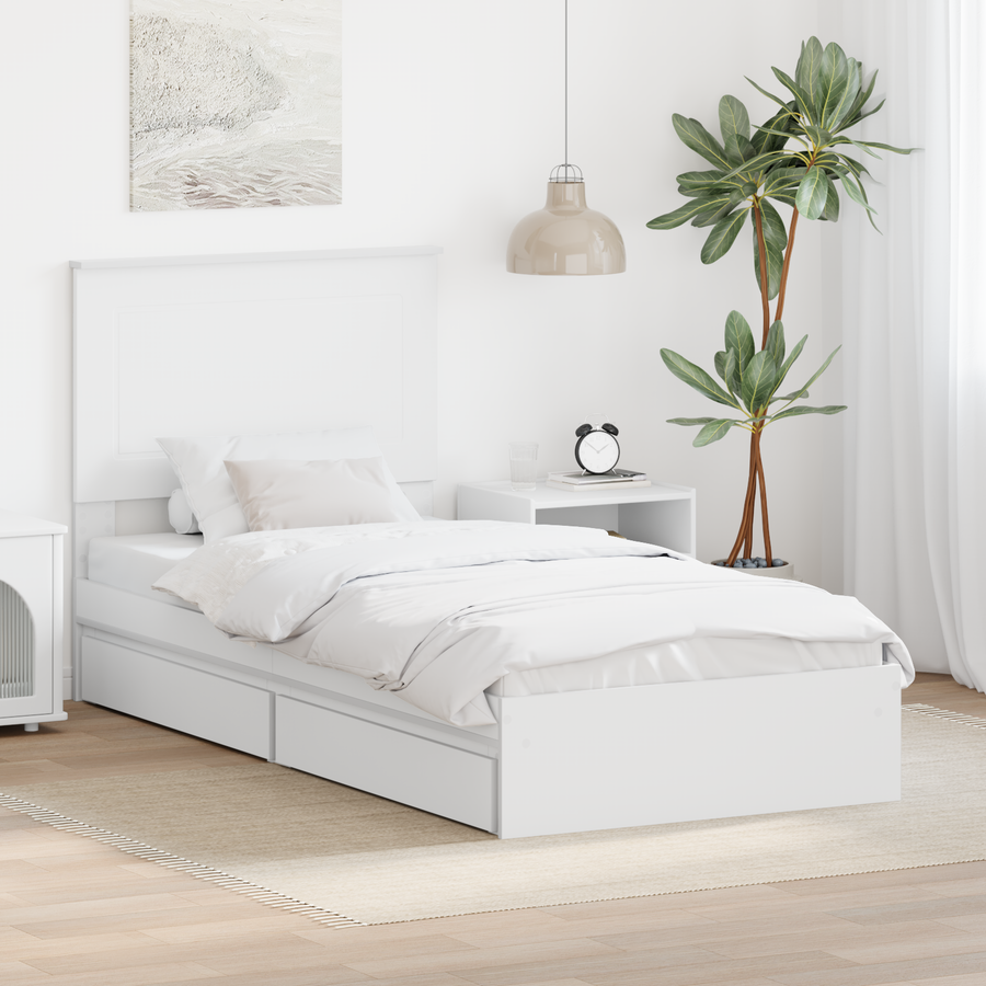 Storage Bed White 90 x 190 cm Engineered Wood