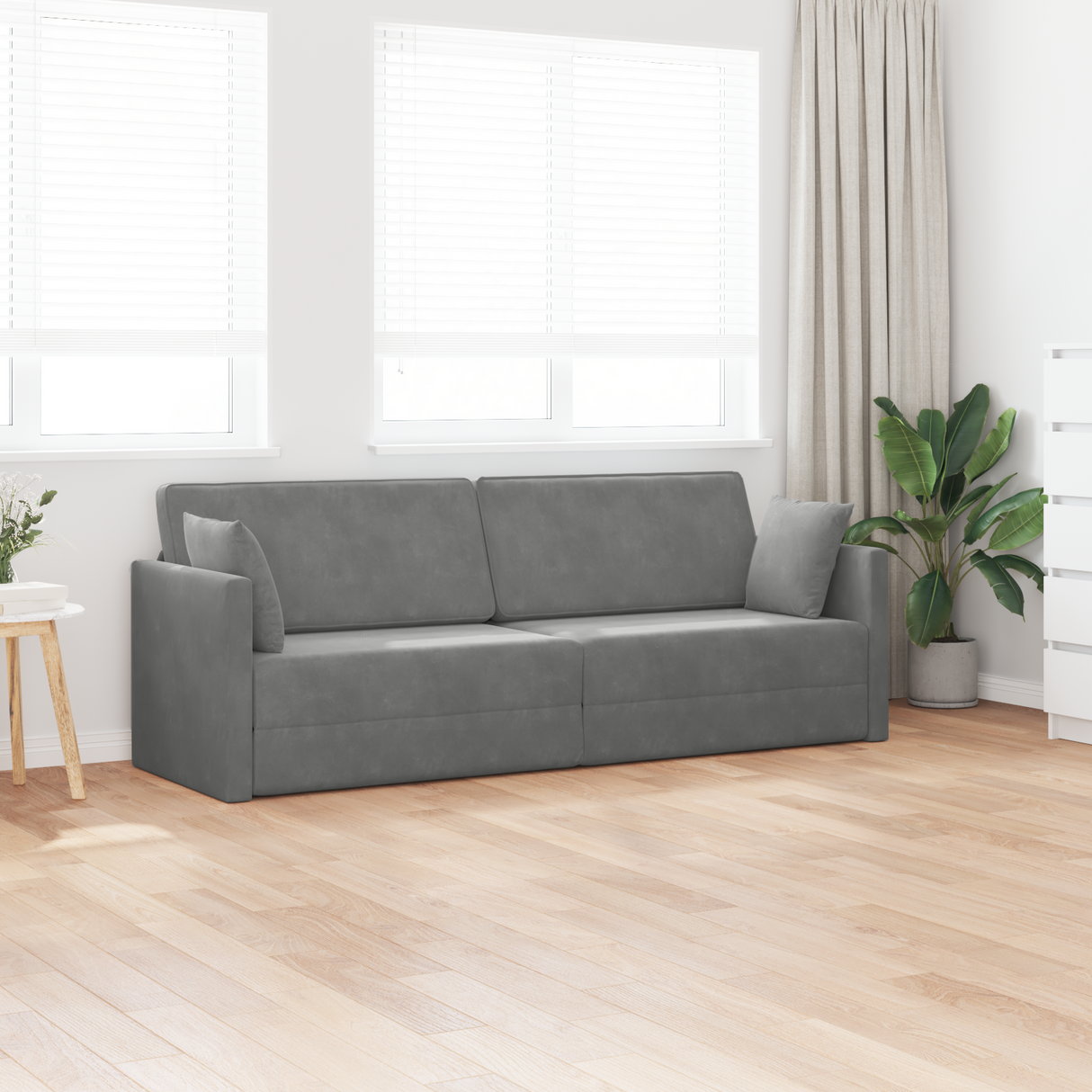 Floor Sofa Bed Dark Grey 213 x 70 x 77 cm Velvet