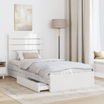 Storage Bed with Drawer White 90 x 190 cm Engineered Wood