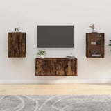 Wall Mounted TV Cabinets 2 pcs Smoked Oak 40x34.5x60 cm - Front View