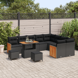 Garden Sofa Set with Cushion 12 pcs Black - Side View
