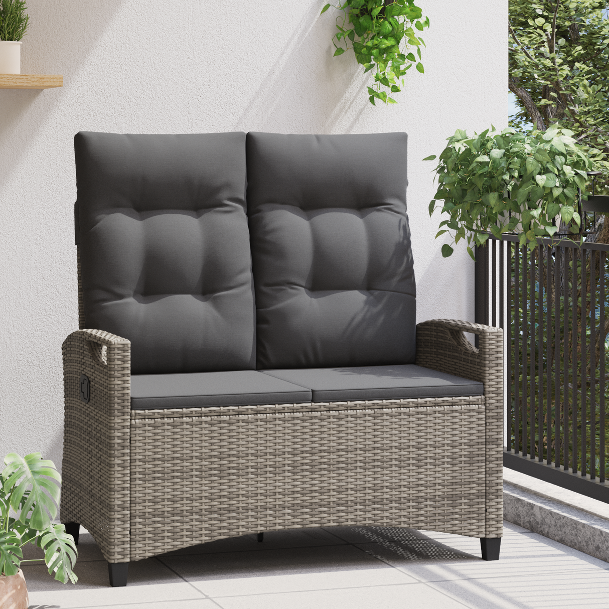 Garden Bench with Pillow Grey and Dark Grey 105 x 60 x 112 cm